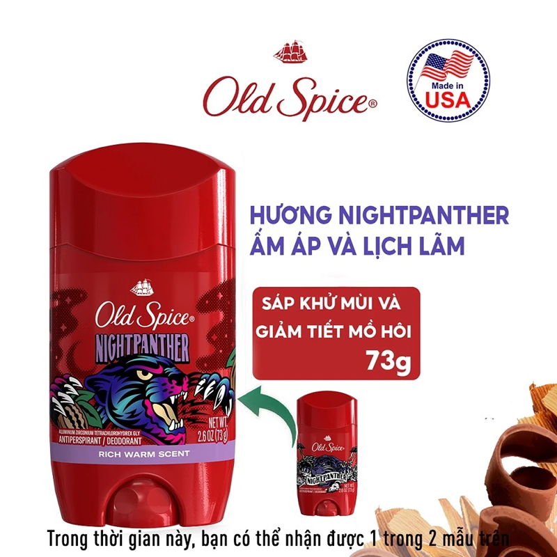  Sáp Khử Mùi & Ngăn tiết Mồ hôi OLD SPICE 73g/85g, dưỡng da săn mịn, nhiều mùi hương (Sáp trắng) - Mỹ 