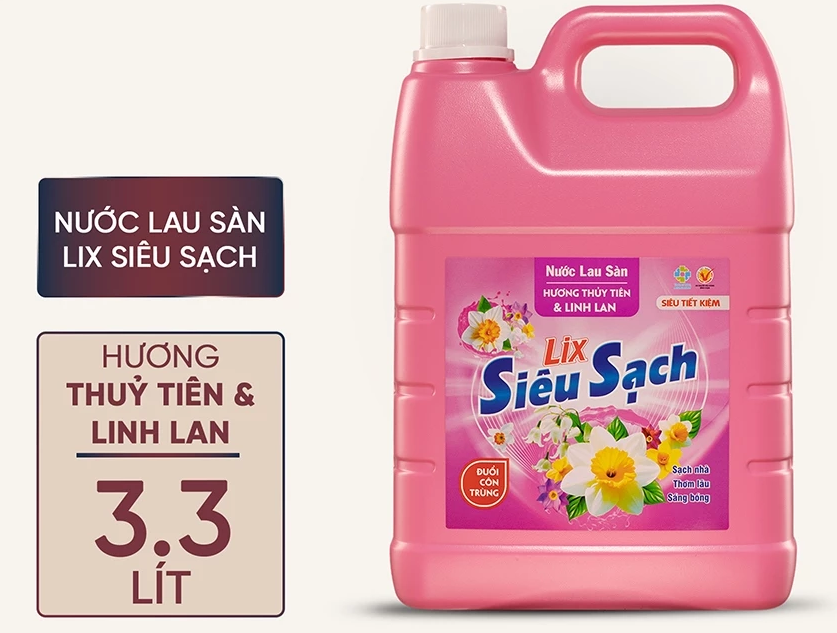  Nước lau sàn siêu sạch Lix can 3.3L sạch nhà, thơm lâu đuổi côn trùng, phù hợp với mọi loại sàn 