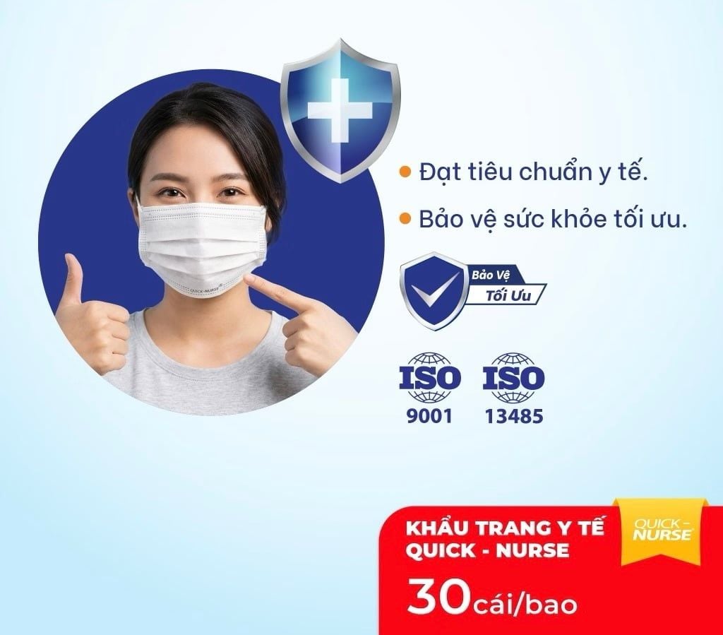  Khẩu Trang Y Tế Cao Cấp QUICK-NURSE 3 Lớp Chuẩn Y Tế, Mềm Mại, Bảo Vệ Tối ưu 
