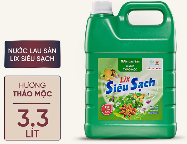  Nước lau sàn siêu sạch Lix can 3.3L sạch nhà, thơm lâu đuổi côn trùng, phù hợp với mọi loại sàn 