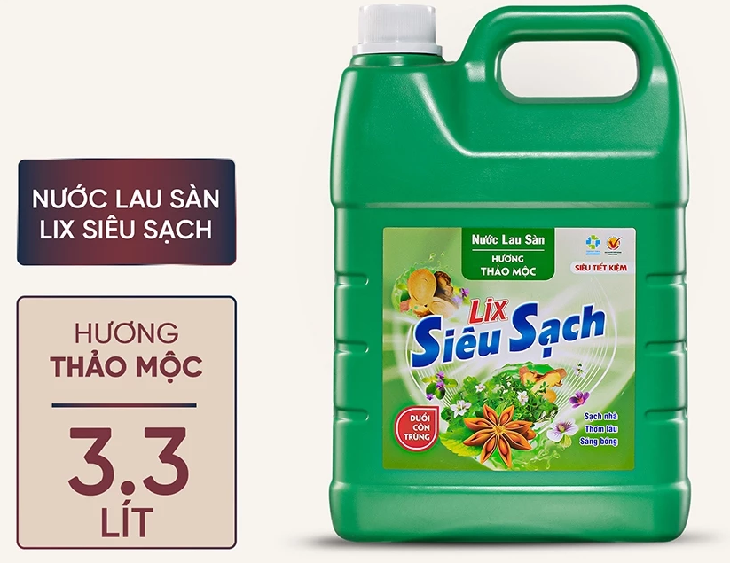  Nước lau sàn siêu sạch Lix can 3.3L sạch nhà, thơm lâu đuổi côn trùng, phù hợp với mọi loại sàn 