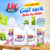  Nước giặt Lix Basic hương Nắng mai túi 3.1kg - can 3.3kg 