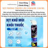  Xịt phòng thơm lâu Sukkiri 320ml – Khử mùi khói thuốc, hương chanh sả dễ chịu cho không gian sạch thơm 