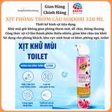  Xịt phòng thơm lâu Sukkiri 320ml – Khử mùi khói thuốc, hương chanh sả dễ chịu cho không gian sạch thơm 