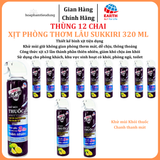  Xịt phòng thơm lâu Sukkiri 320ml – Khử mùi khói thuốc, hương chanh sả dễ chịu cho không gian sạch thơm 
