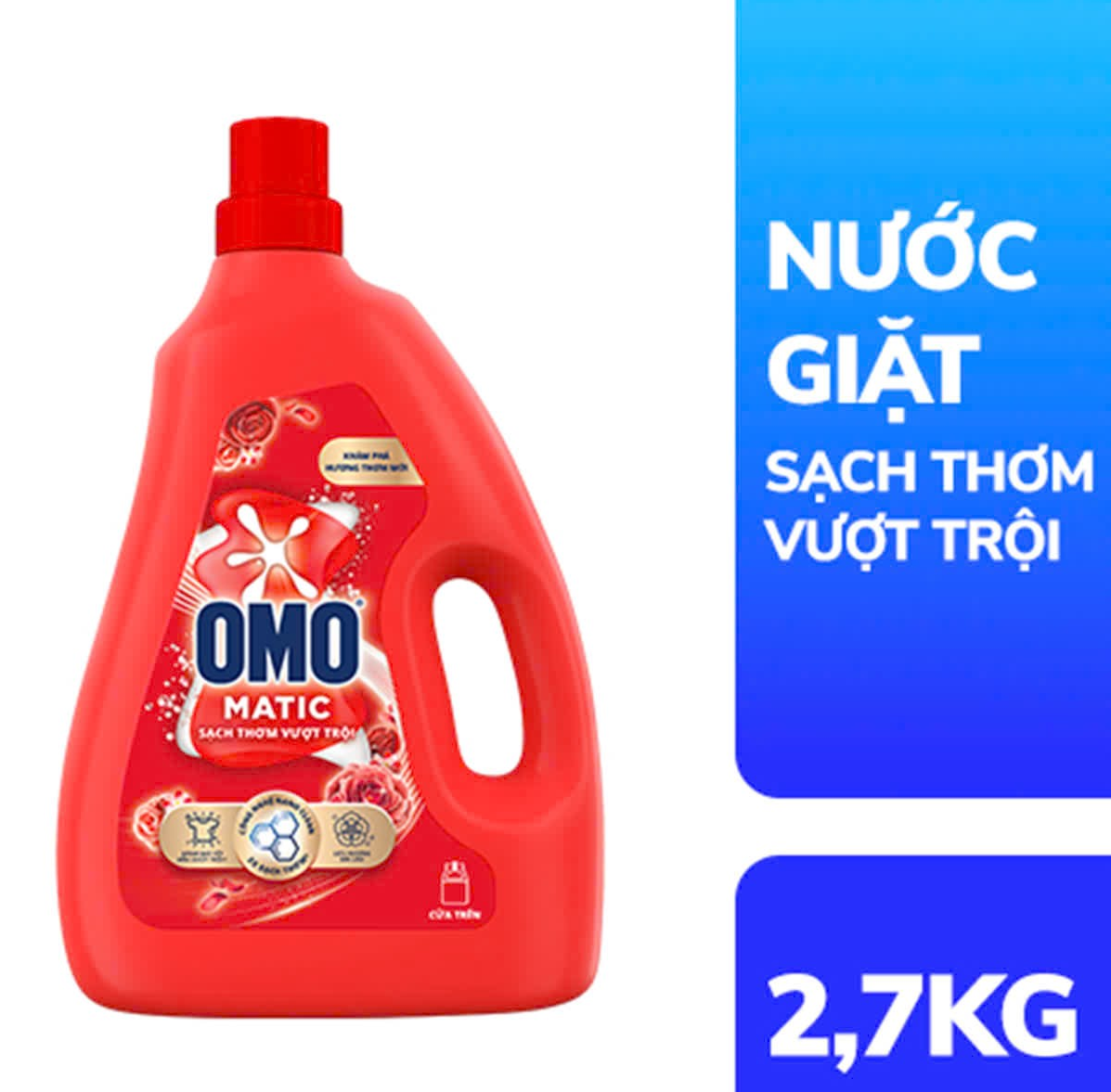  Nước giặt Omo Matic Can 2.6-2.7 Kg  oải hương/ nước hoa tinh tế/ sạch thơm vượt trội 