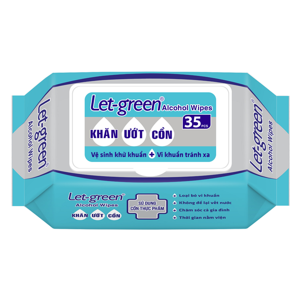  Khăn Ướt Cồn LET-GREEN 35 Miếng Khử Khuẩn Tức Thì 