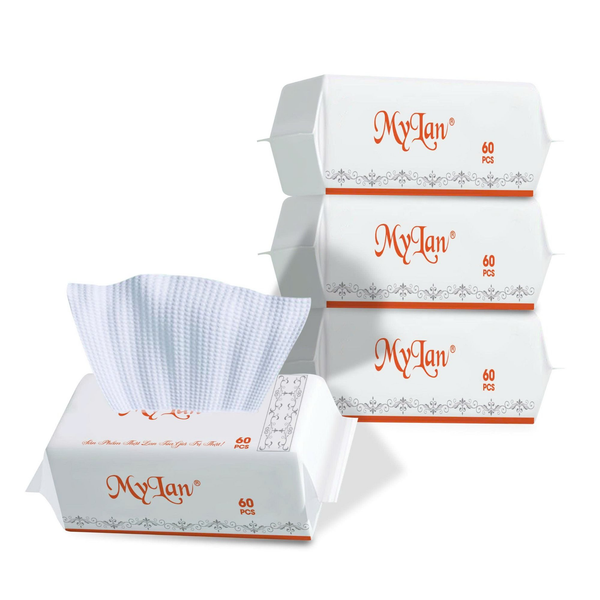  Khăn Cotton Đa Năng MyLan Nhũ Cam Cao Cấp 60 Tờ/ Khổ Giấy 200x200mm 