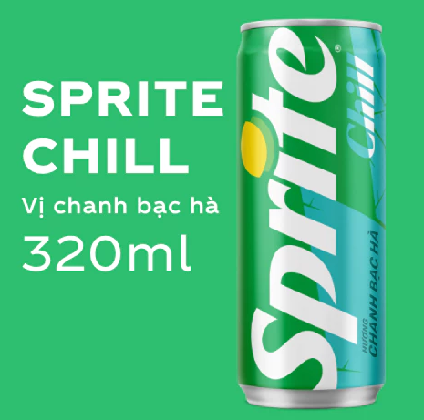  Nước Giải Khát Có Gas Vị Chanh Bạc Hà Sprite Chill 320ml/lon 