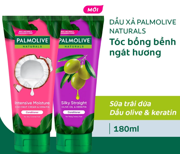  Dầu xả Palmolive chiết xuất thiên nhiên & keratin cho tóc mềm mượt, lưu hương bền lâu 180ml 
