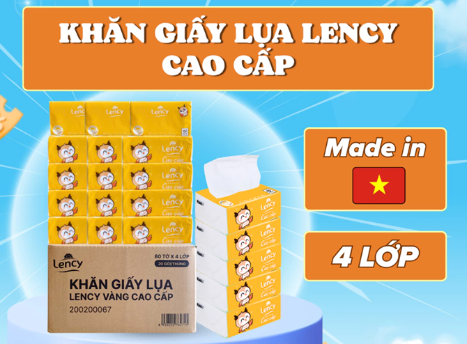  Khăn Giấy Lụa Lency Cao Cấp 80 Tờ 4 Lớp Mềm Mịn, Tiện Lợi, An Toàn 