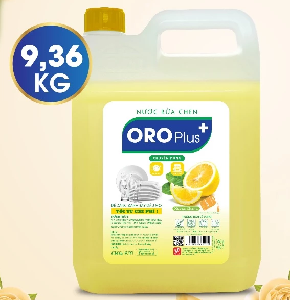  Nước Rửa Chén Dầu Rửa Bát Oroplus Hương Chanh Khử Mùi Thức Ăn Làm Sạch Bát Đĩa Sáng Bóng Không Hại Da Tay 9.36kg 
