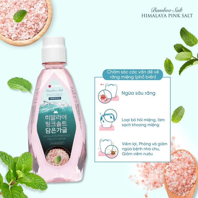  Nước súc miệng muối hồng bạc hà Himalaya Pink Salt 320ml 
