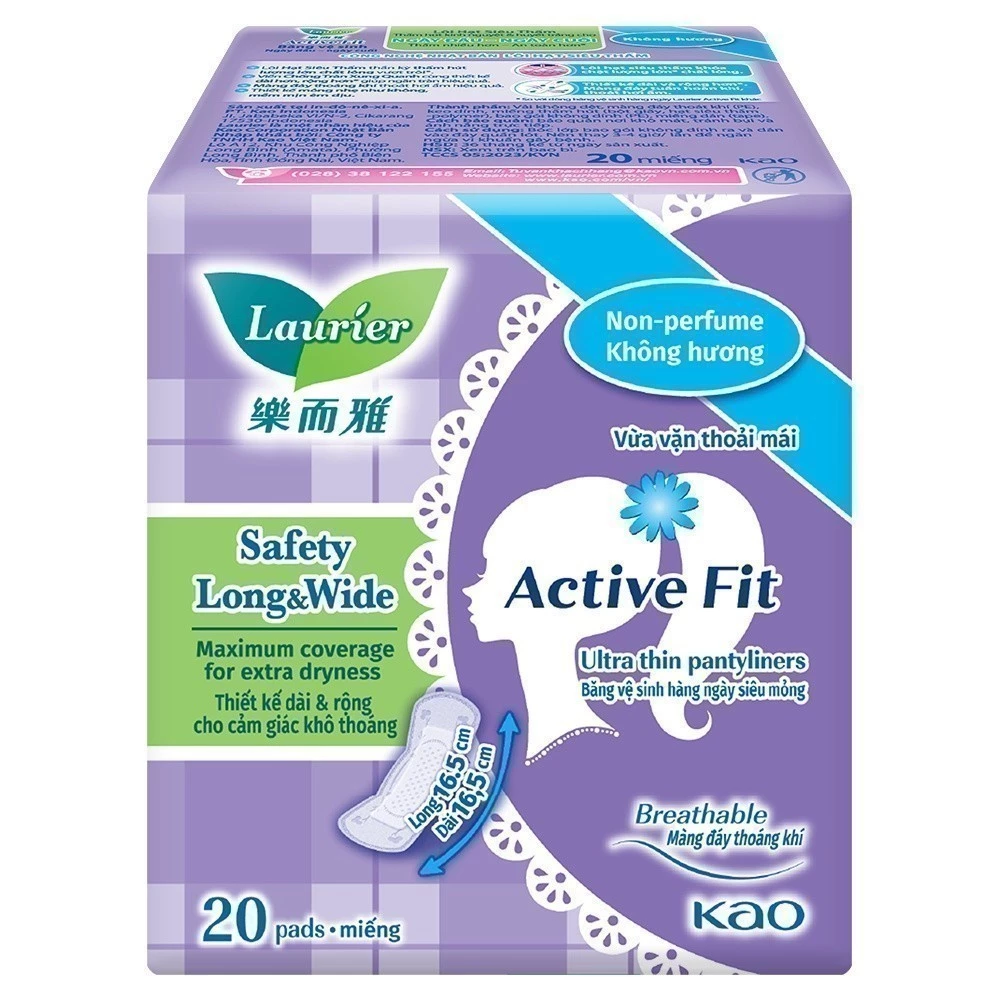  Băng vệ sinh hàng ngày Laurier Active Fit siêu thấm không hương 20 miếng 