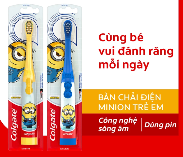  Bàn chải đánh răng điện Colgate Sonic Minion dành cho bé công nghệ sóng âm 