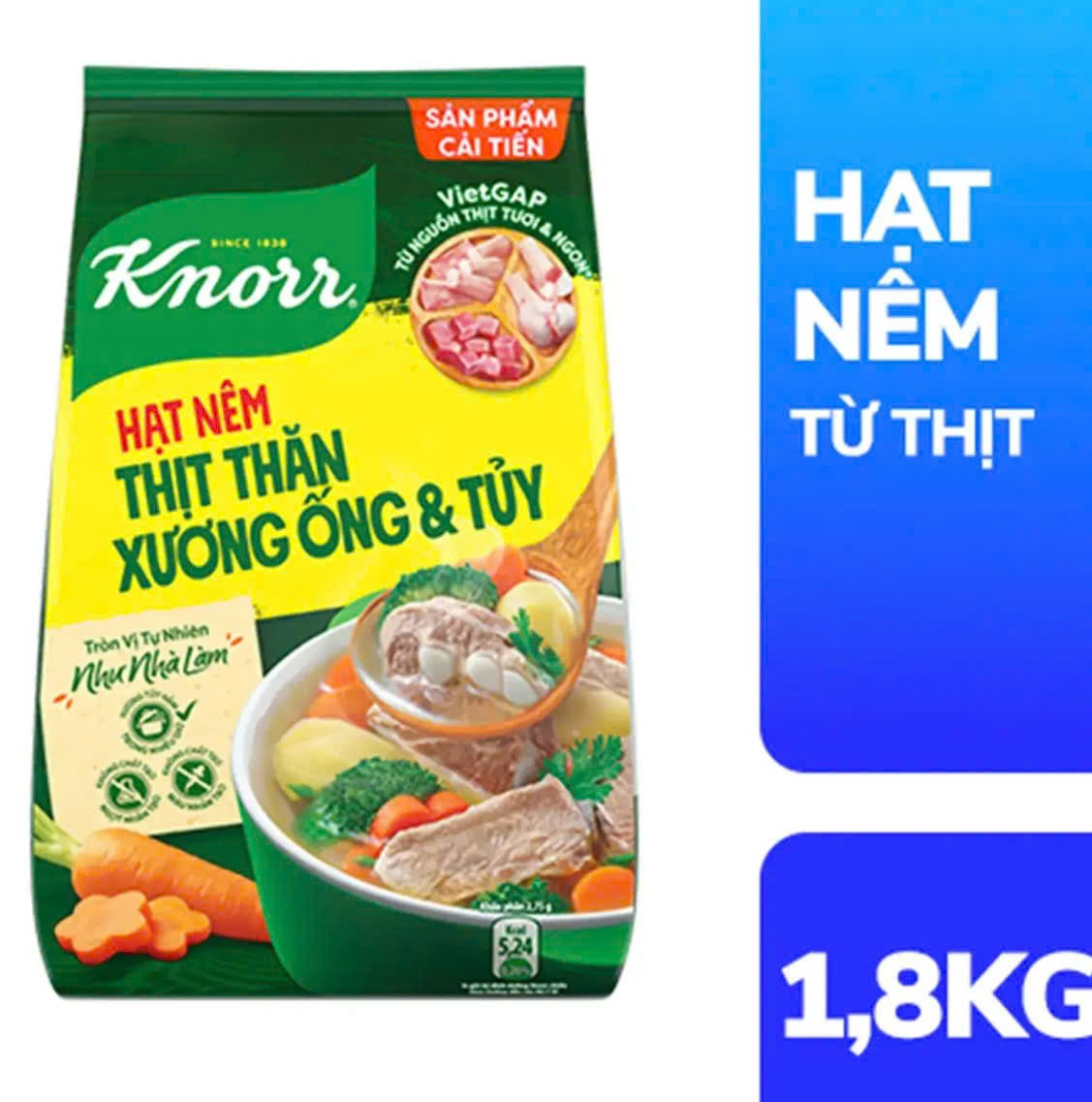 Hạt nêm Knorr thịt thăn, xương ống, tủy gói 1.8 Kg 