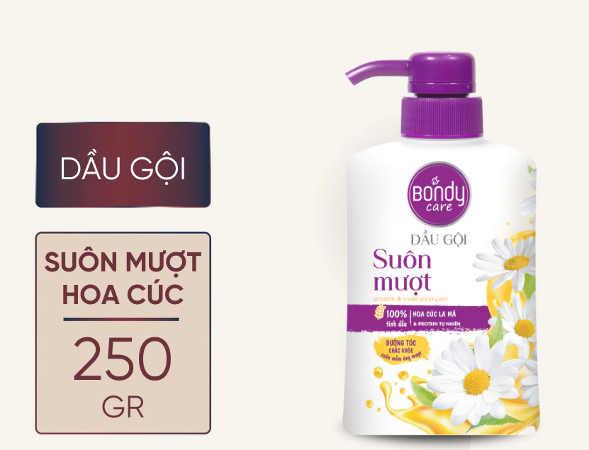  Dầu gội đầu suôn mượt Bondy Care, Nuôi dưỡng và bảo vệ tóc từ sâu bên trong 250g 