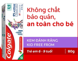  Kem đánh răng Colgate Kid Free From cho bé 6-9 tuổi không chất bảo quản 80g 