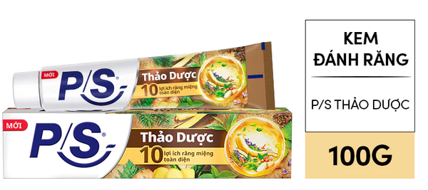 Kem đánh răng P/S Thảo Dược 100-150g, cho 10 lợi ích toàn diện, như giảm ê buốt, trắng răng, hơi thở thơm mát 
