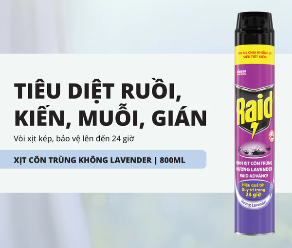  RAID Bình Xịt Côn Trùng, Xịt Muỗi Bảo Vệ Dài Lâu Hiệu Quả Tốt Duy Trì Trong 24h 800ml 