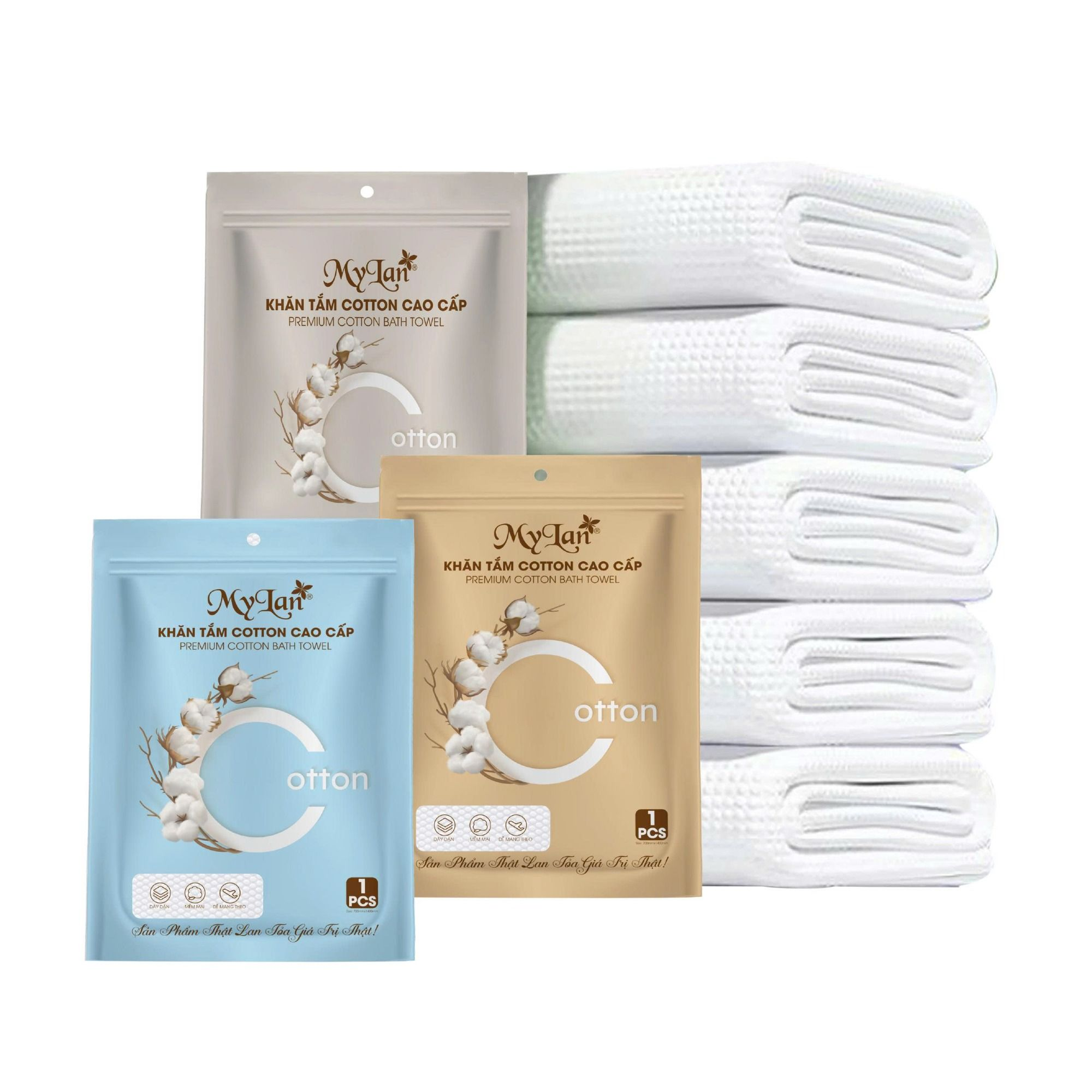  Khăn Tắm Cotton MyLan Cao Cấp Mềm Mại 70x140cm 