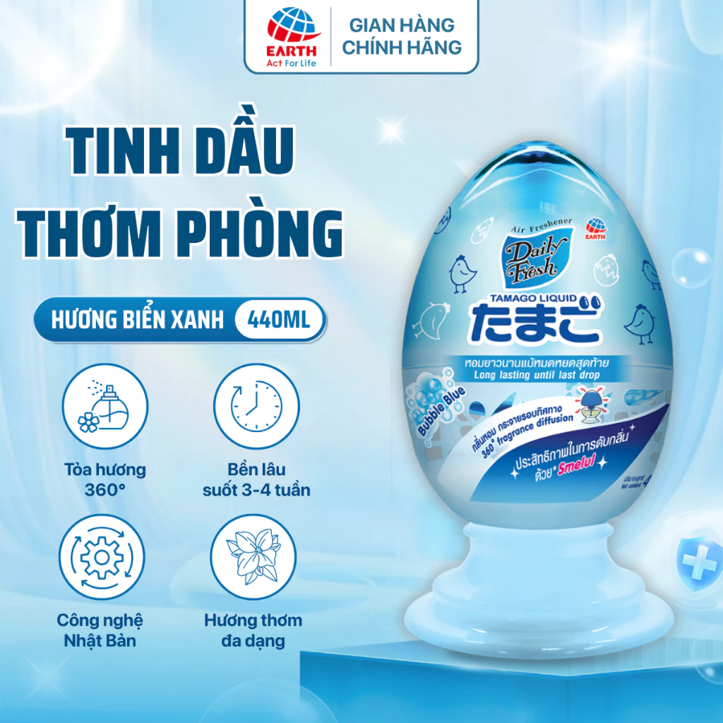  Tinh dầu thơm phòng ngủ Daily Fresh 440ml dạng trứng hương biển xanh tươi mát thoải mái suốt cả ngày 