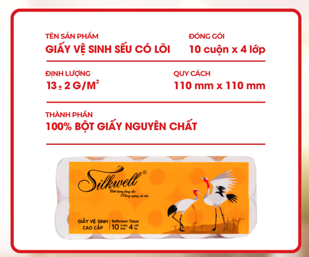  Giấy vệ sinh Sếu 10 cuộn 4 lớp mềm mịn siêu dai chính hãng 