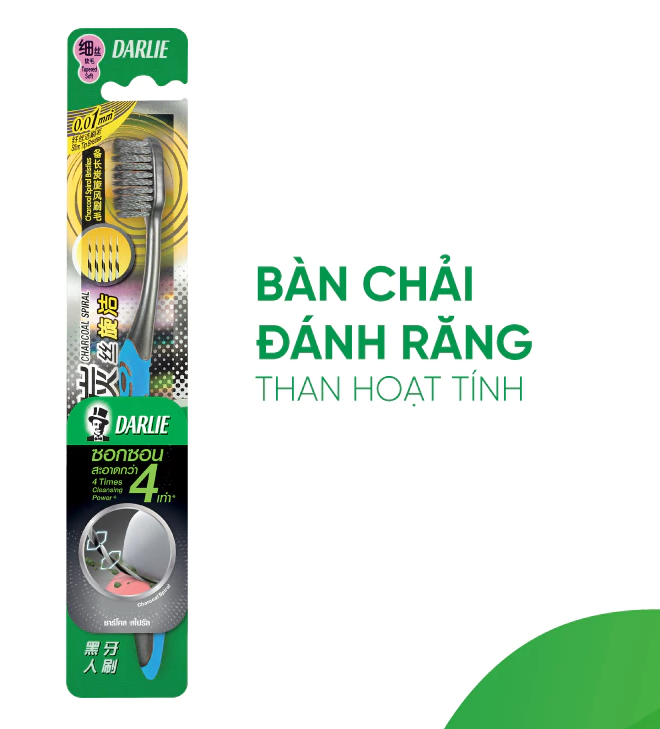  Bàn Chải Đánh Răng Darlie Làm Sạch Sâu Gấp 4 Lần - Than Hoạt Tính 