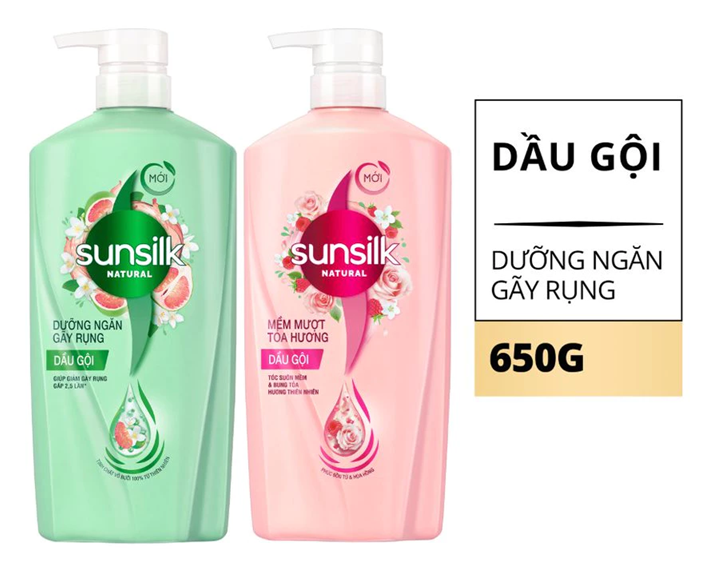  Dầu gội Sunsilk Natural Dưỡng Ngăn Gãy Rụng và Mềm Mượt Tỏa Hương 650g 