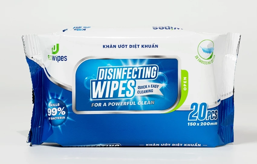  Khăn ướt diệt khuẩn EcoWipes 60 tờ hương chanh sả 