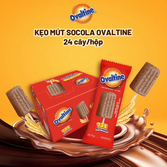  Kẹo mút vị Sô-cô-la sữa Ovaltine (24 cây/hộp) 