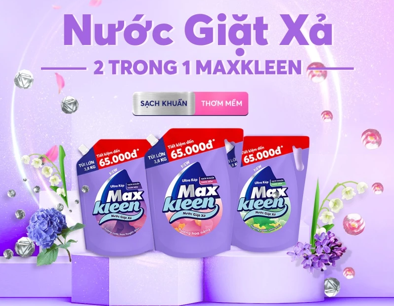  Nước Giặt Xả MaxKleen 3.8L công nghệ ultra kép 2 in 1 