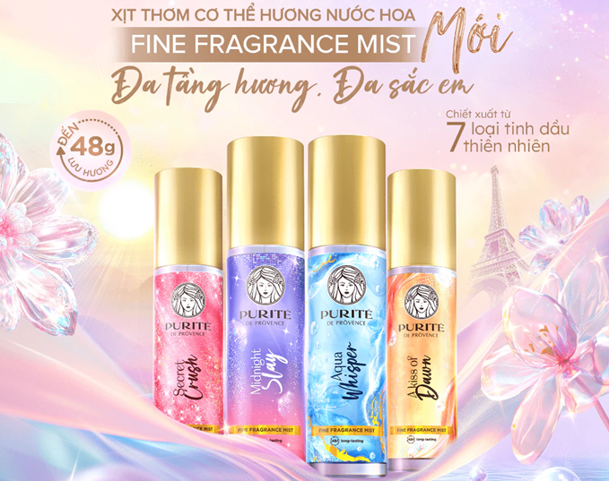  Xịt Thơm Body Mist Purité Hương Nước Hoa Cao Cấp 100ML - Lưu Hương 48H 
