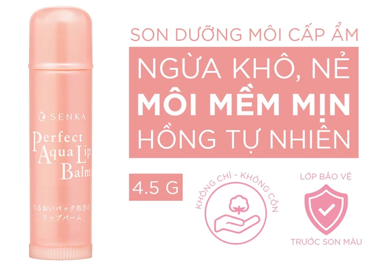  Son dưỡng môi cấp ẩm Senka Perfect Aqua Lip Balm 4.5g 