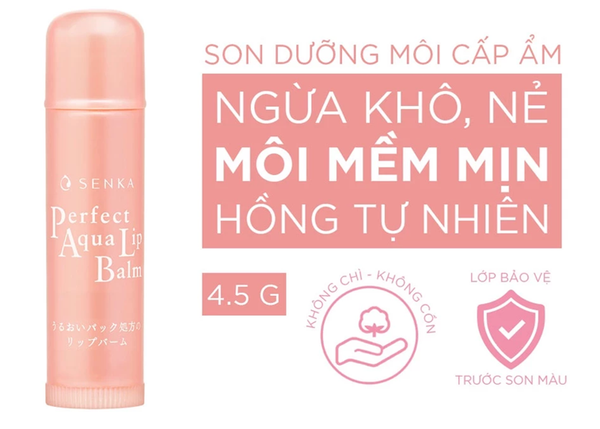  Son dưỡng môi cấp ẩm Senka Perfect Aqua Lip Balm 4.5g 