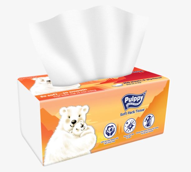  Khăn Giấy Rút Pulppy Polar Bear 250 Tờ 