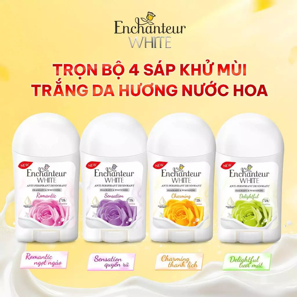  Sáp Khử Mùi Enchanteur Khô Thoáng Dưỡng Trắng từ Niacinamide Hương Nước Hoa Pháp Cao Cấp 40g 