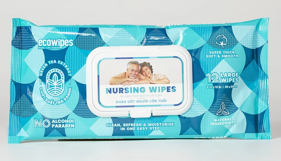  Khăn ướt lau cơ thể Nursing Wipes gói 12 hương trà xanh 