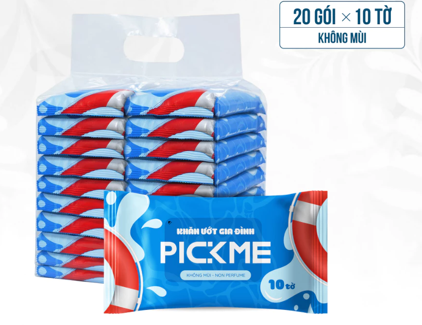  Khăn ướt PickMe 10 tờ không mùi tiện lợi 