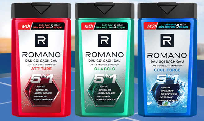  Dầu gội nam sạch gàu 5in1 Romano hương nước hoa Classic/ Force/ Attitude 180g 