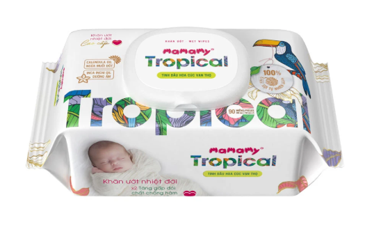  Khăn ướt baby Mamamy Tropical cúc vạn thọ 90 miếng 