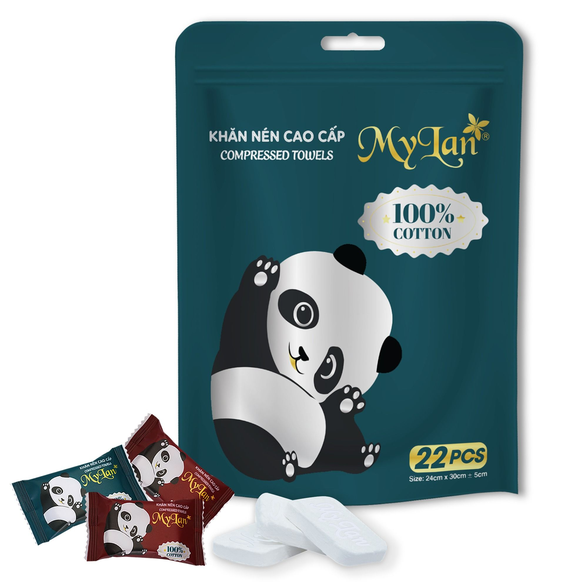  Khăn Nén MyLan Cao Cấp Tiện Lợi Đi Du Lịch Nhà Hàng Khách Sạn Dùng 1 Lần Size 24x30cm 22 Cái 