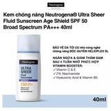  Kem chống nắng Neutrogena® Ultra Sheer Fluid Sunscreen Age Shield SPF 50 Broad Spectrum PA+++ 40ml 