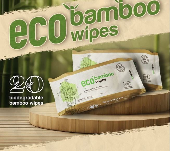  Khăn ướt vải sợi tre kháng khuẩn EcoBamboo EcoWipes gói 20 tờ không mùi 