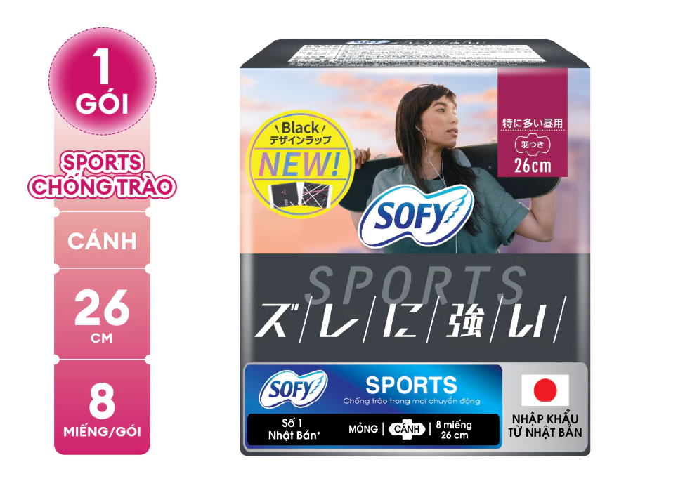  Băng Vệ Sinh Sofy Sports cánh 26cm 8 miếng 
