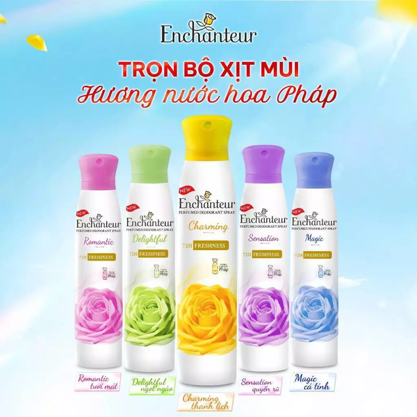  Xịt khử mùi Enchanteur khô thoáng 72 giờ cảm giác tươi mát sảng khoái lâu dài 150ml 