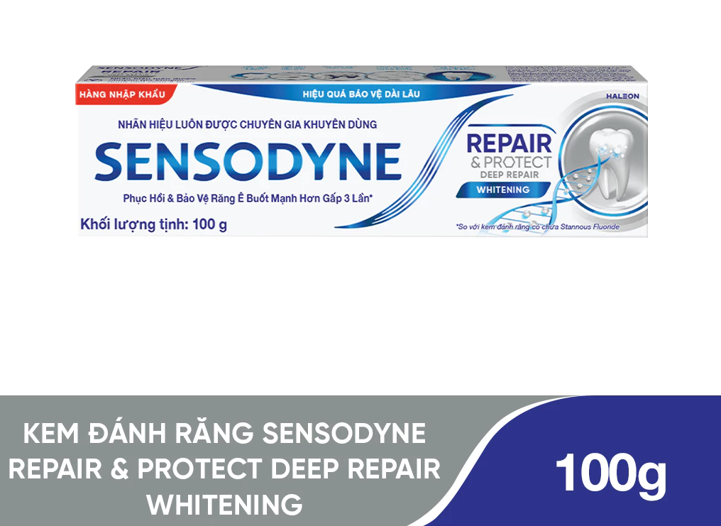 Kem đánh răng SENSODYNE Repair & Protect Deep Repair Whitening 100g phục hồi, bảo vệ răng ê buốt và làm trắng răng 