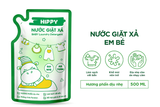  Túi Nước Giặt Xả HIPPY 2in1 Cho Bé Hương Phấn Dịu Nhẹ 500ml sạch vết bẩn, an toàn cho da nhạy cảm 