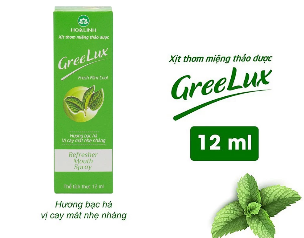  Xịt Thơm Miệng Thảo Dược Greelux Hương bạc hà vị cay mát nhẹ nhàng 12ml 