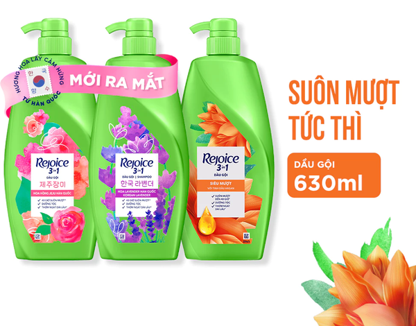  Dầu Gội REJOICE Siêu Mượt / Hoa Hồng Jeju/ Giảm Ngứa Da Đầu - Chai 630ml 
